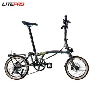 Litepro D9K 16 Inch 9 Speed Tri-fold Bicycle Hydraulic Disc Brakes Chromium Molybdenum Steel Frame Bike